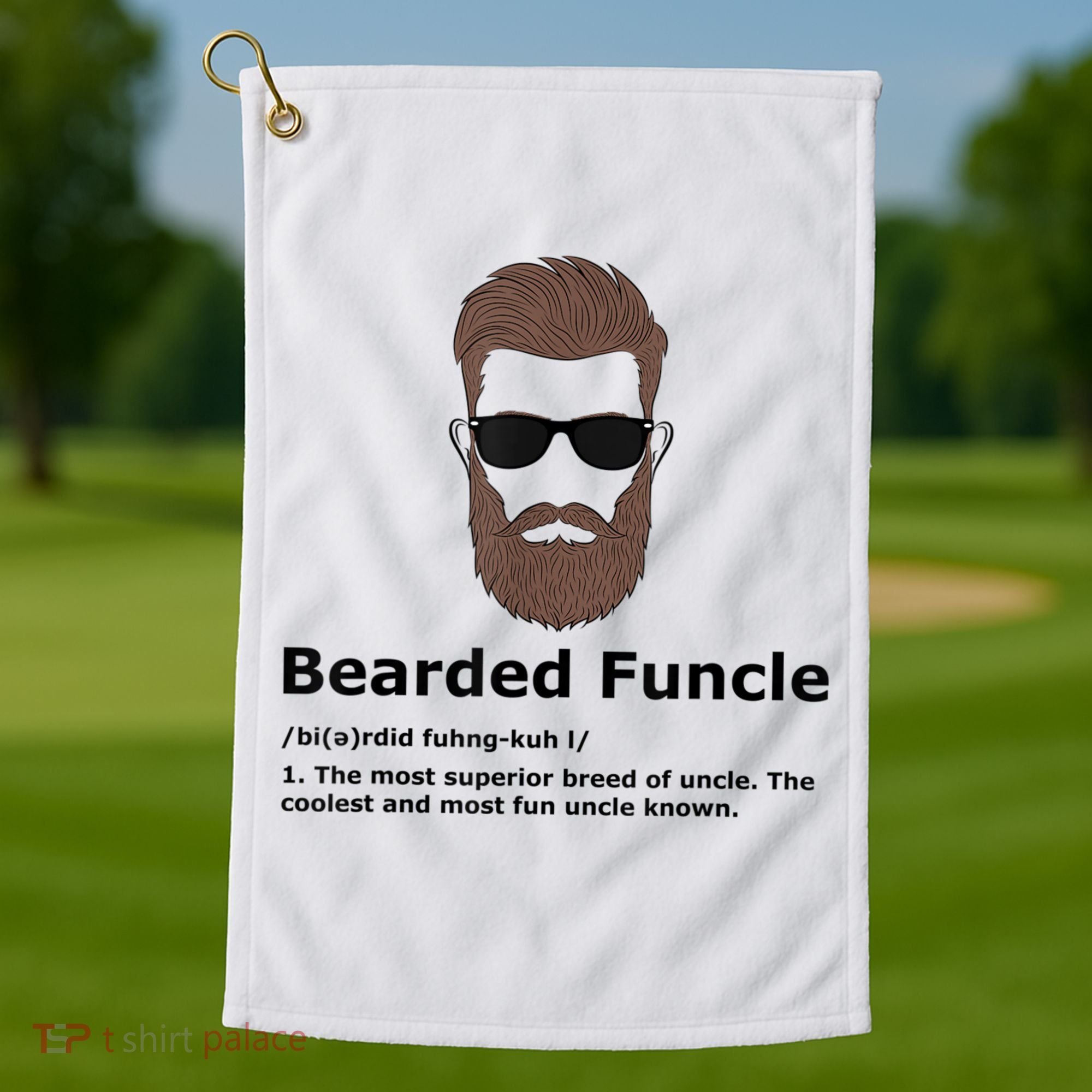 Mens Bearded Funcle Funny Uncle Definition Golf Towel
