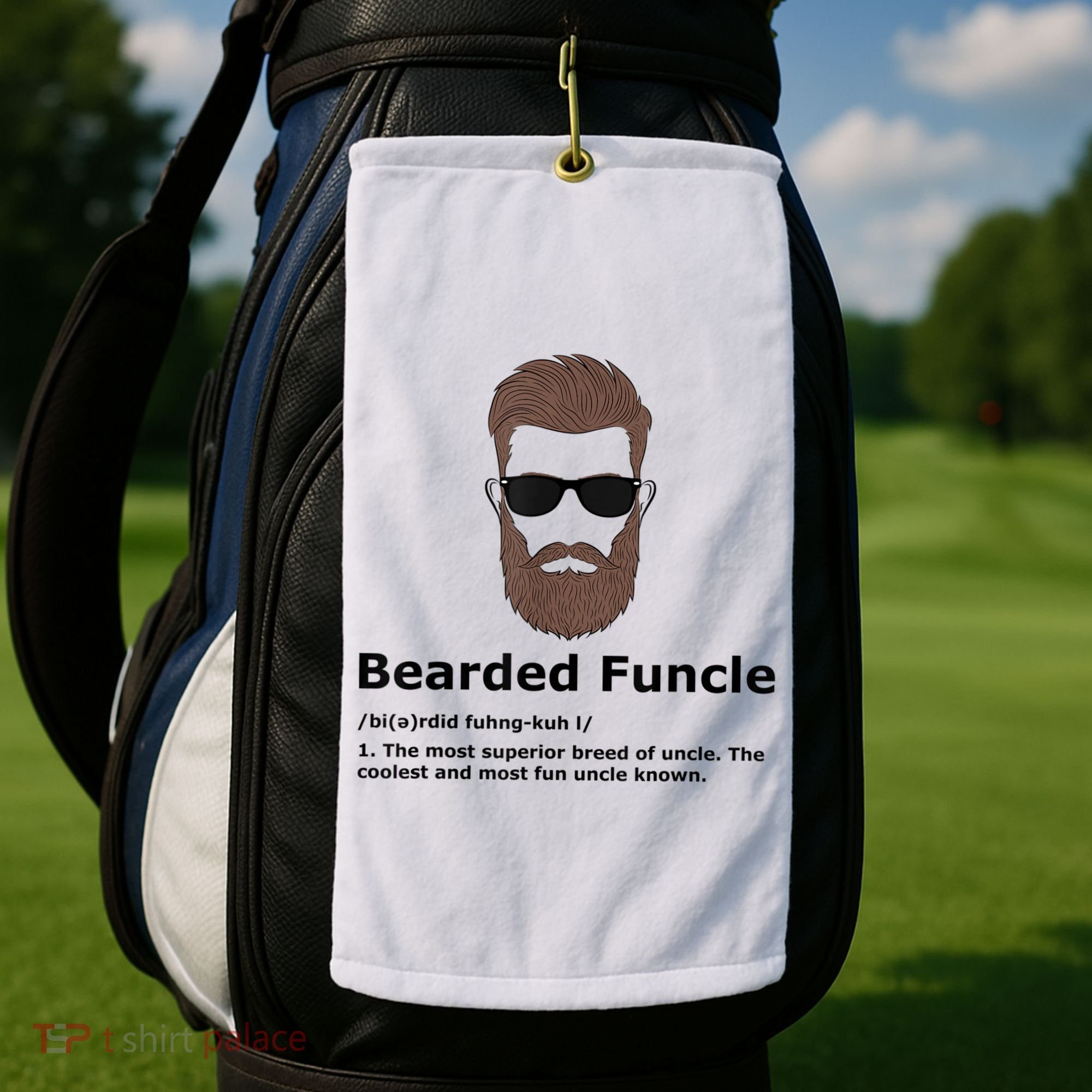 Mens Bearded Funcle Funny Uncle Definition Golf Towel
