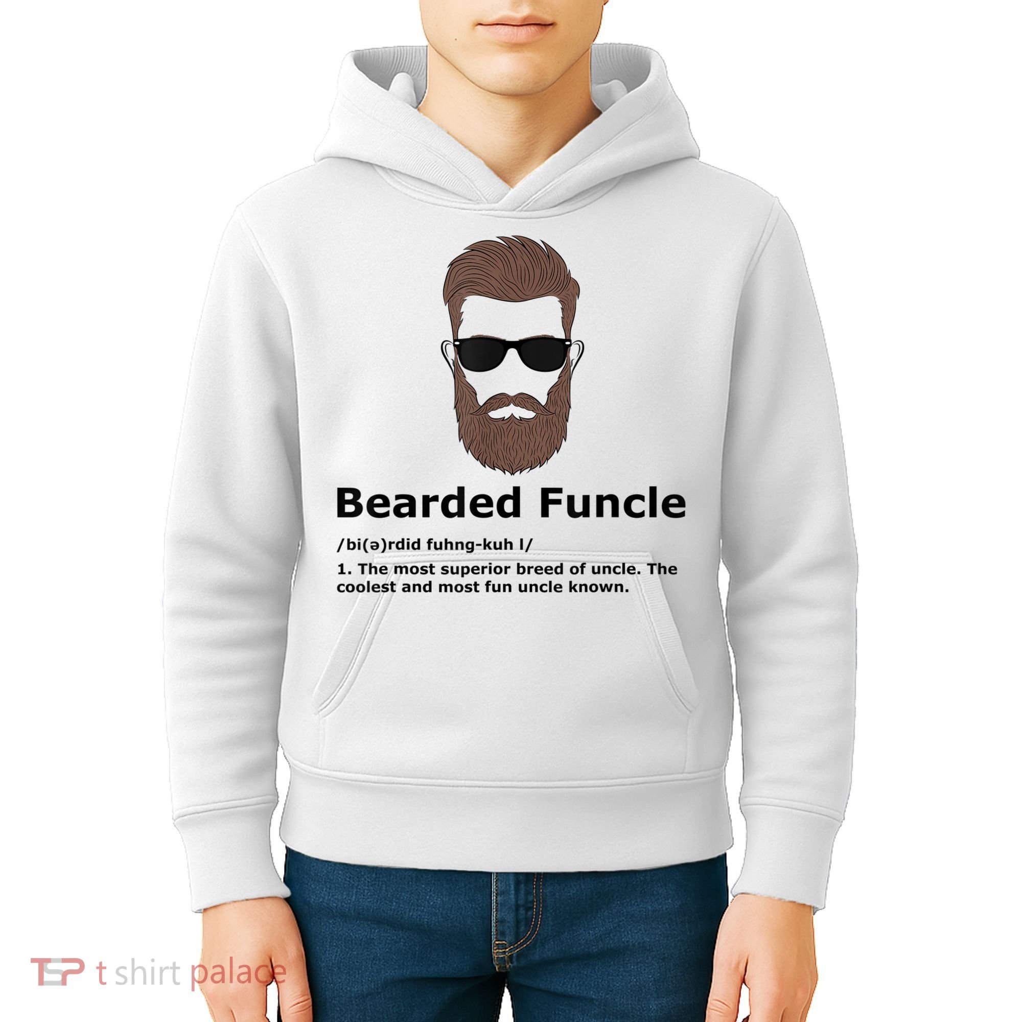 Mens Bearded Funcle Funny Uncle Definition Kids Hoodie