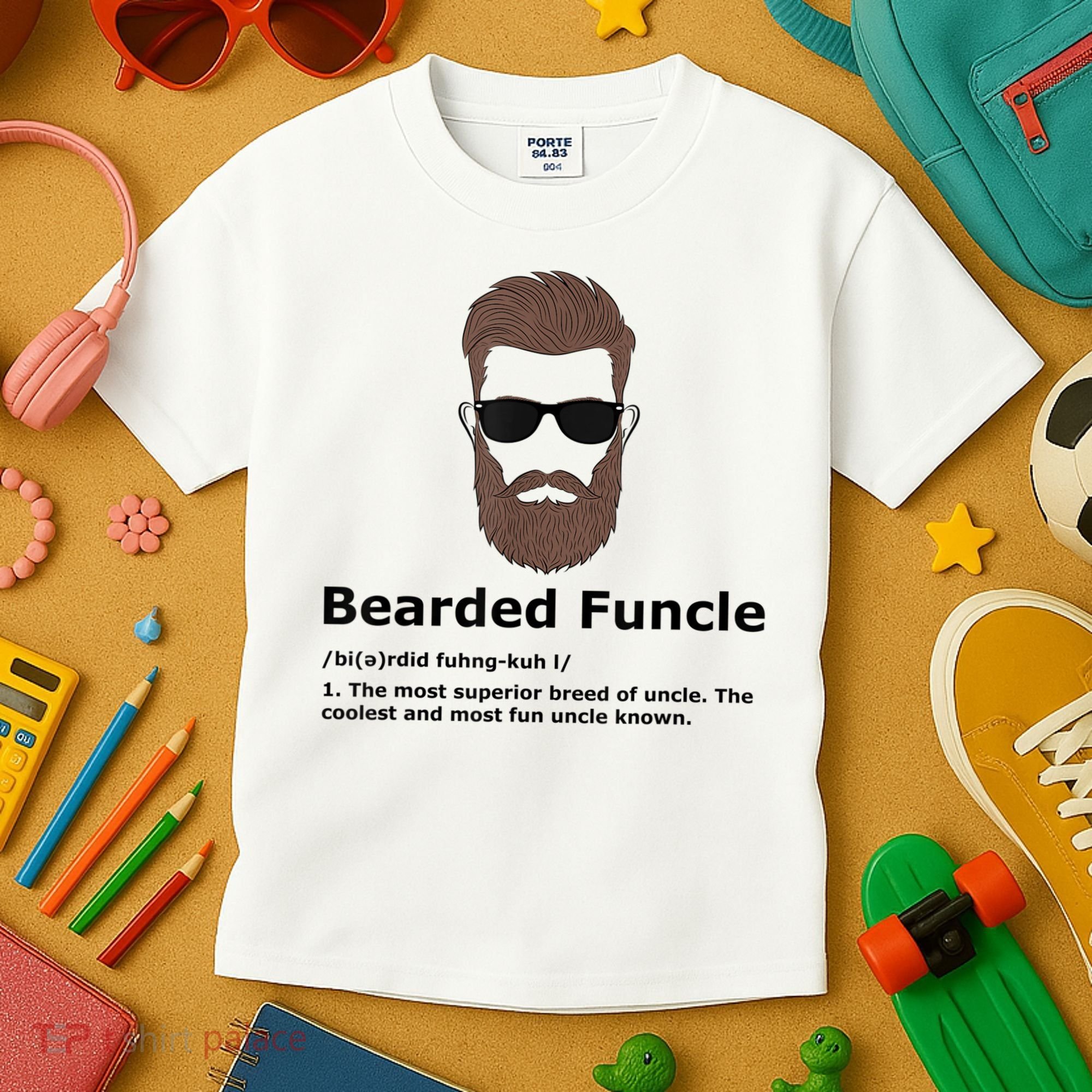 Mens Bearded Funcle Funny Uncle Definition Kids T-Shirt