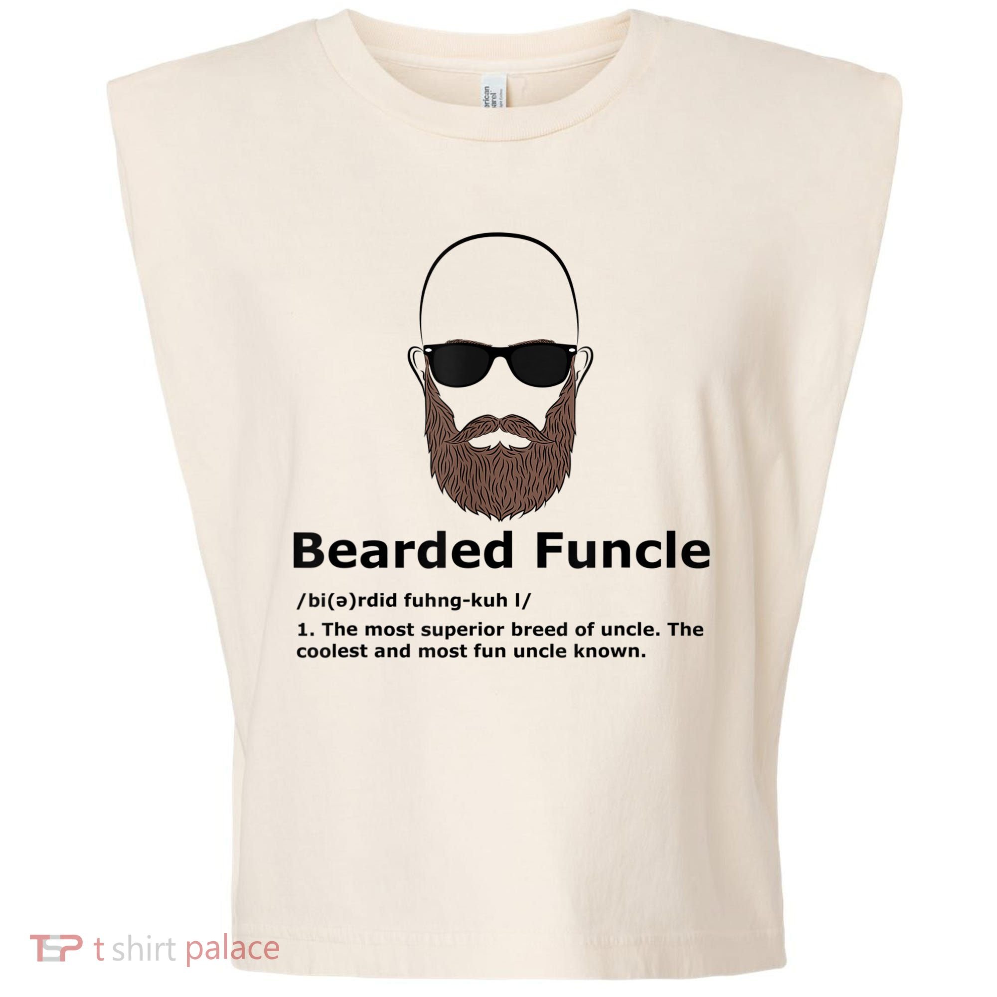 Mens Bearded Funcle Funny Bald Uncle Definition Garment-Dyed Women's Muscle Tee