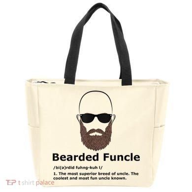 Mens Bearded Funcle Funny Bald Uncle Definition Tote Bag