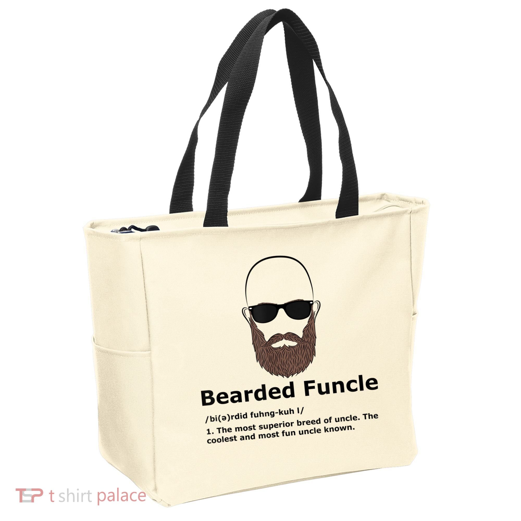 Mens Bearded Funcle Funny Bald Uncle Definition Tote Bag