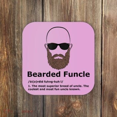 Mens Bearded Funcle Funny Bald Uncle Definition Coaster