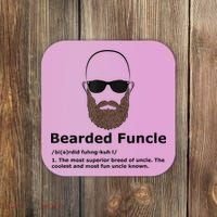 Mens Bearded Funcle Funny Bald Uncle Definition Coaster thumb 0