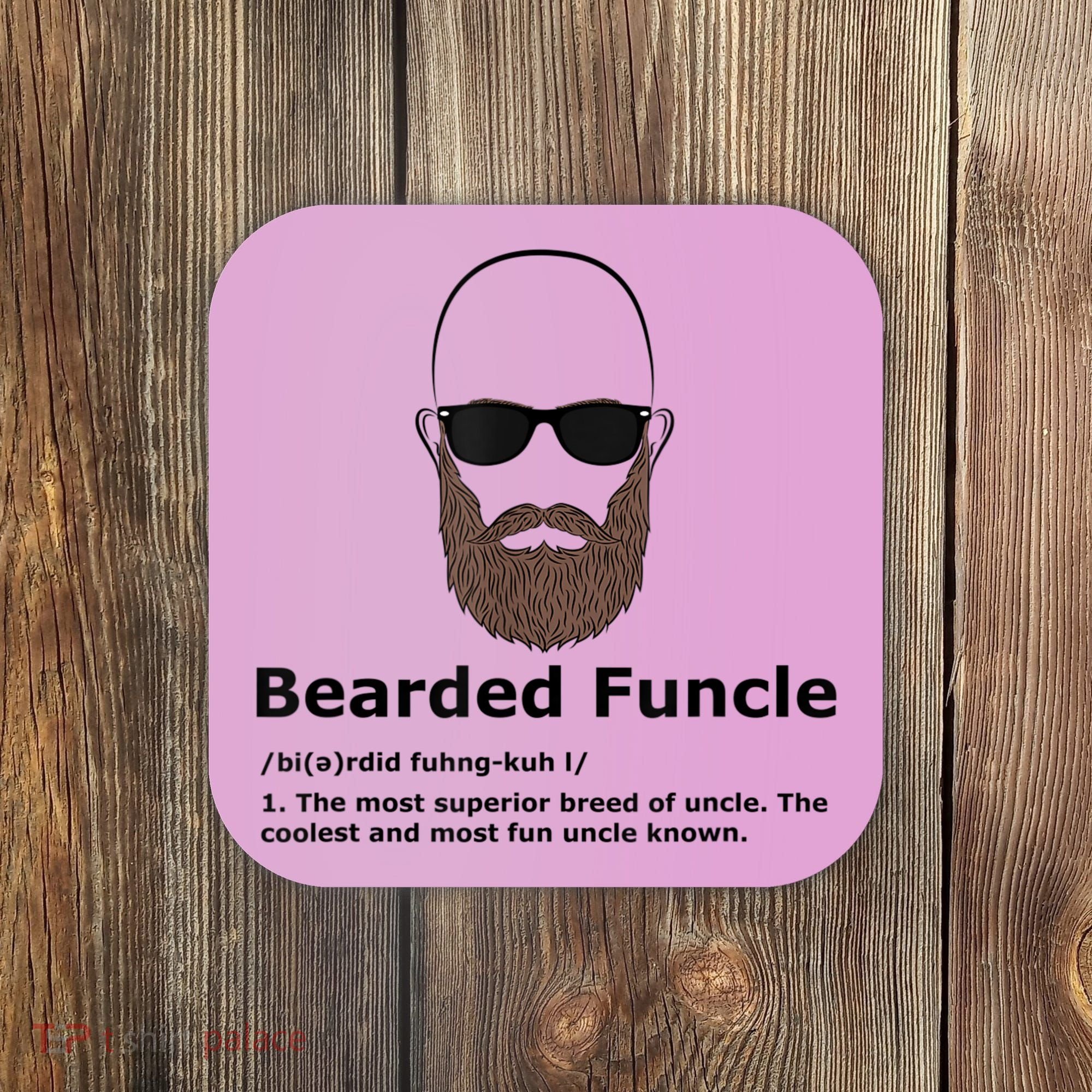 Mens Bearded Funcle Funny Bald Uncle Definition Coaster