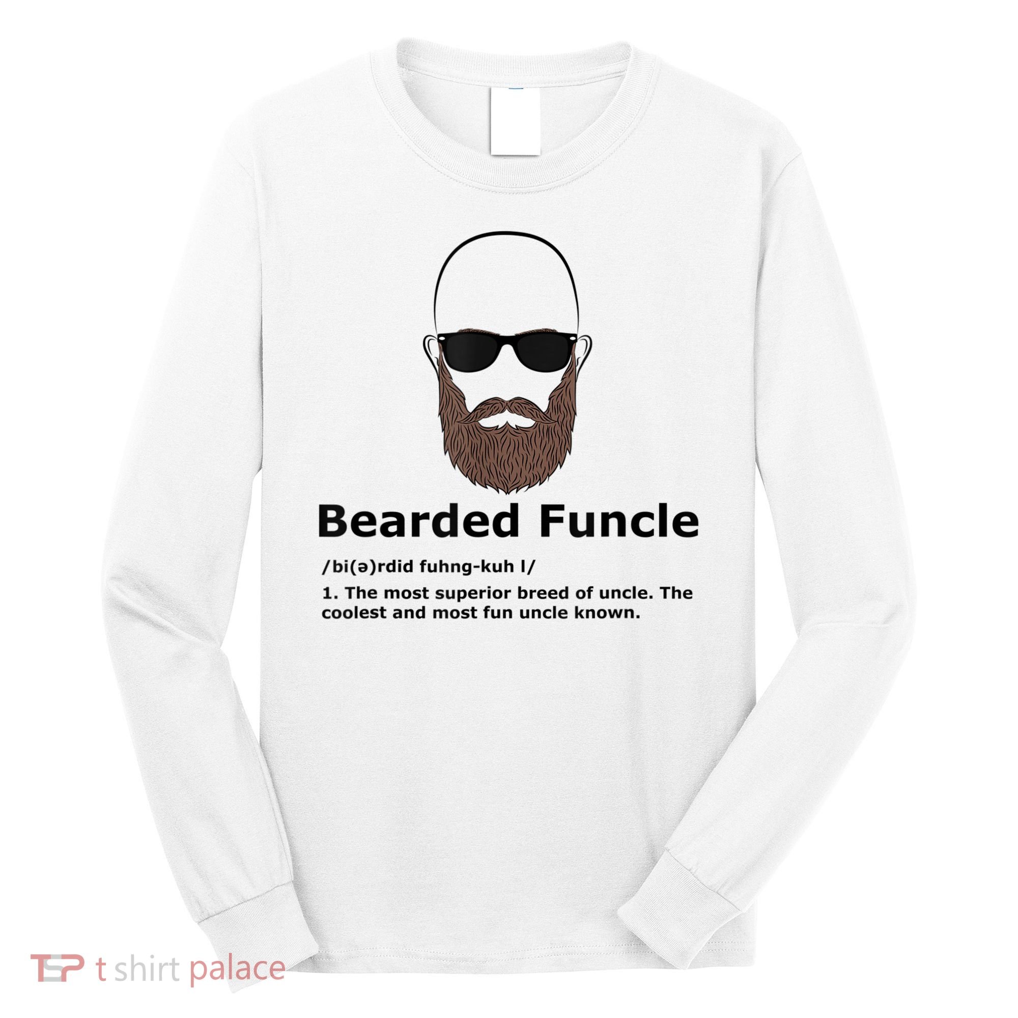 Mens Bearded Funcle Funny Bald Uncle Definition Long Sleeve Shirt