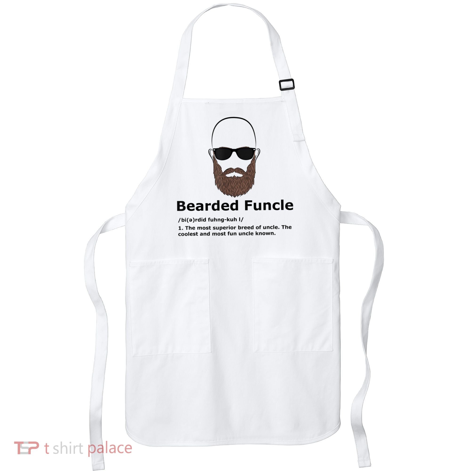 Mens Bearded Funcle Funny Bald Uncle Definition Apron