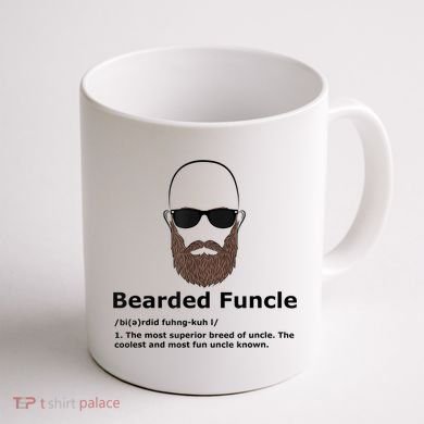 Mens Bearded Funcle Funny Bald Uncle Definition Coffee Mug back