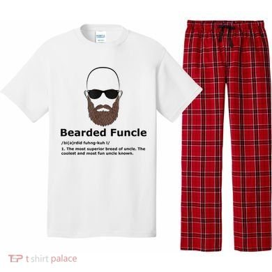 Mens Bearded Funcle Funny Bald Uncle Definition Pajama Set