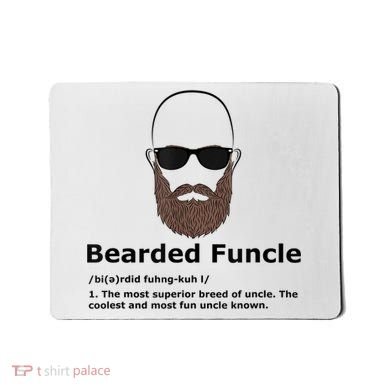 Mens Bearded Funcle Funny Bald Uncle Definition Mousepad