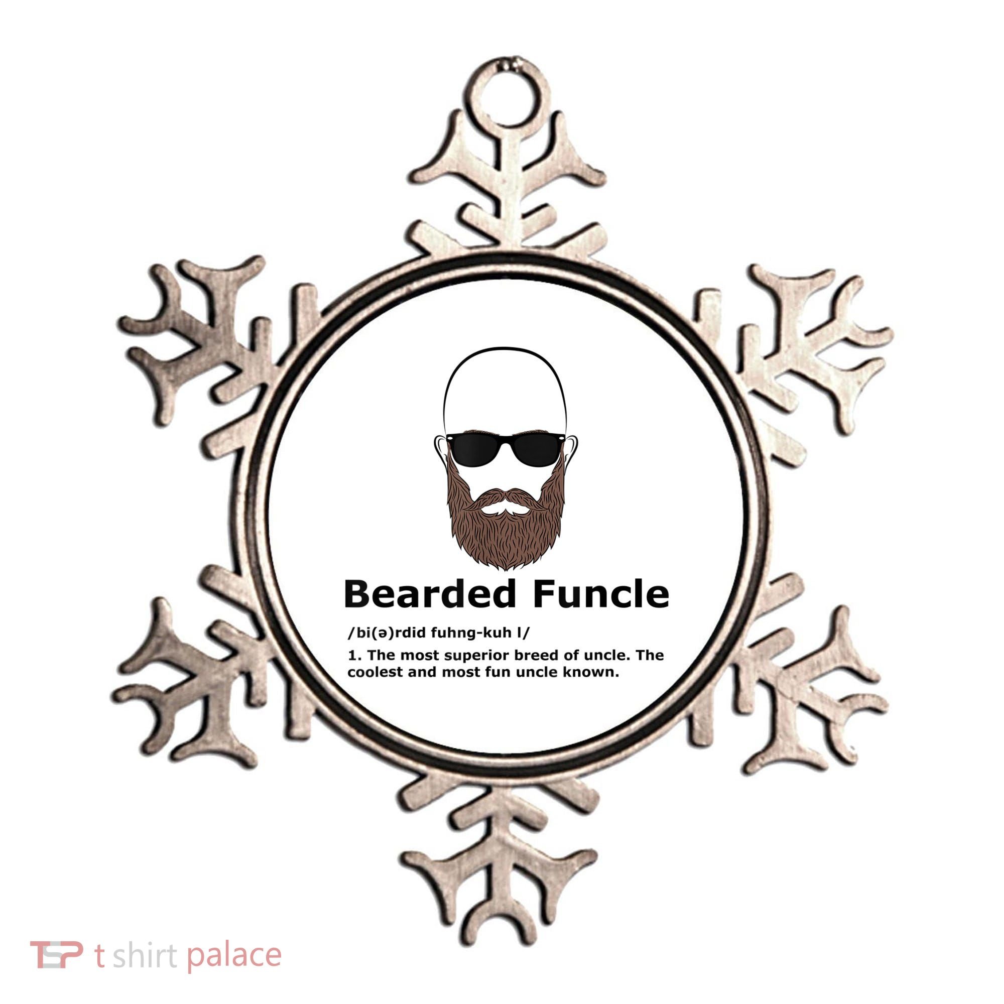 Mens Bearded Funcle Funny Bald Uncle Definition Ornament