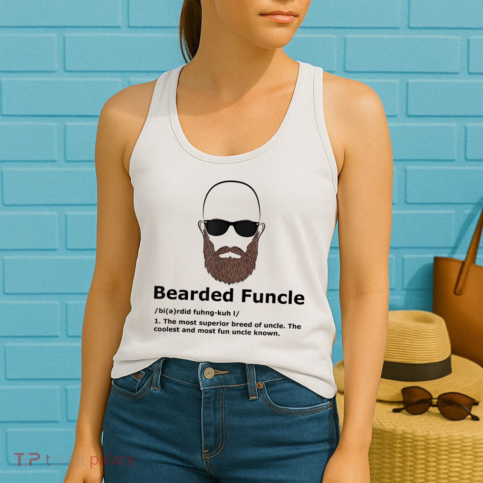 Mens Bearded Funcle Funny Bald Uncle Definition Women's Tank Top