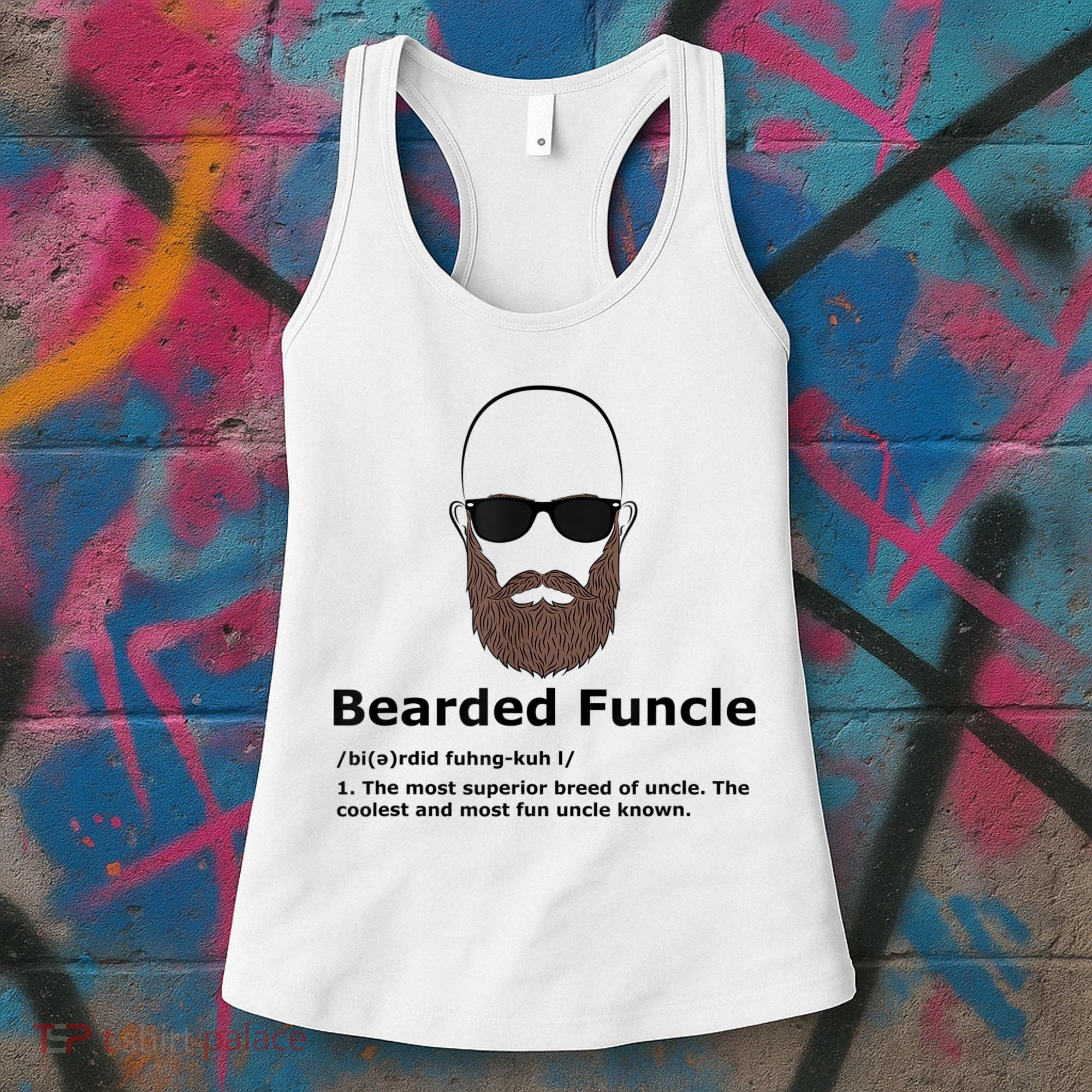 Mens Bearded Funcle Funny Bald Uncle Definition Women's Tank Top
