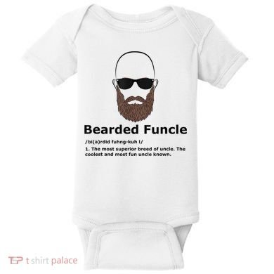 Mens Bearded Funcle Funny Bald Uncle Definition Baby Bodysuit