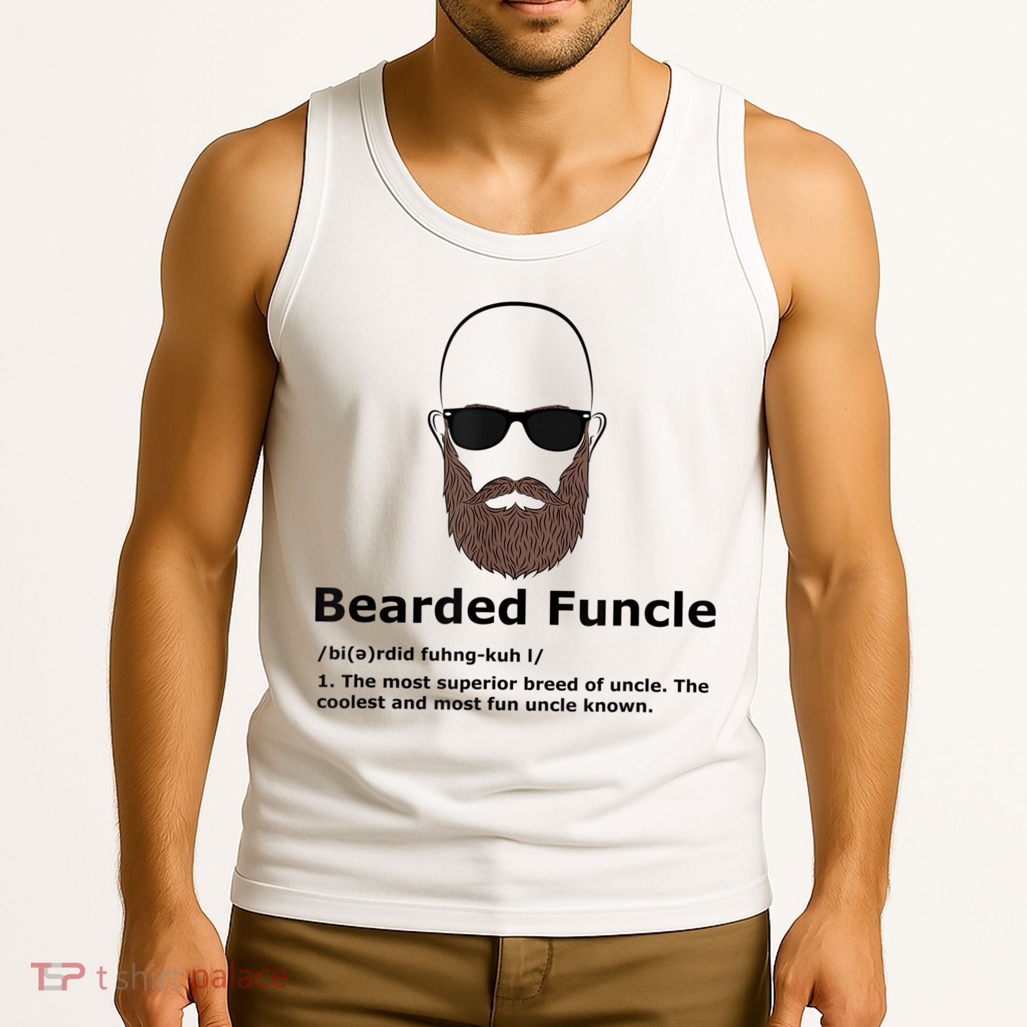 Mens Bearded Funcle Funny Bald Uncle Definition Tank Top