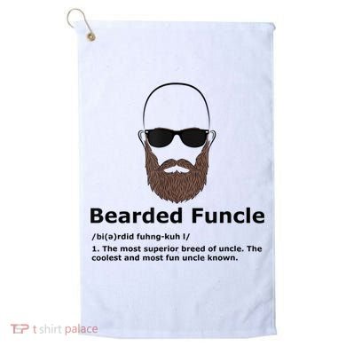 Mens Bearded Funcle Funny Bald Uncle Definition Golf Towel