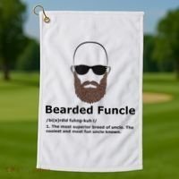 Mens Bearded Funcle Funny Bald Uncle Definition Golf Towel thumb 1