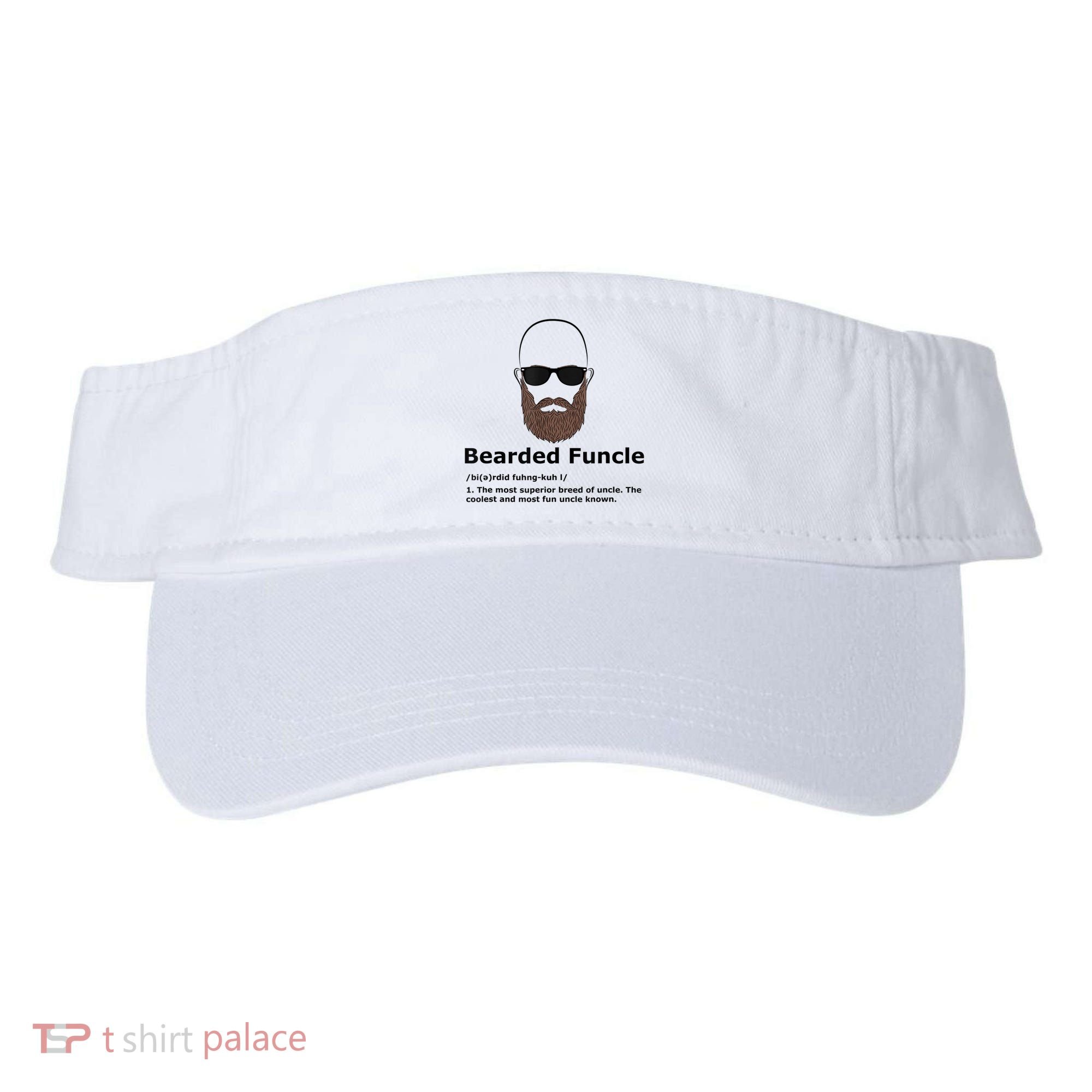 Mens Bearded Funcle Funny Bald Uncle Definition Visor