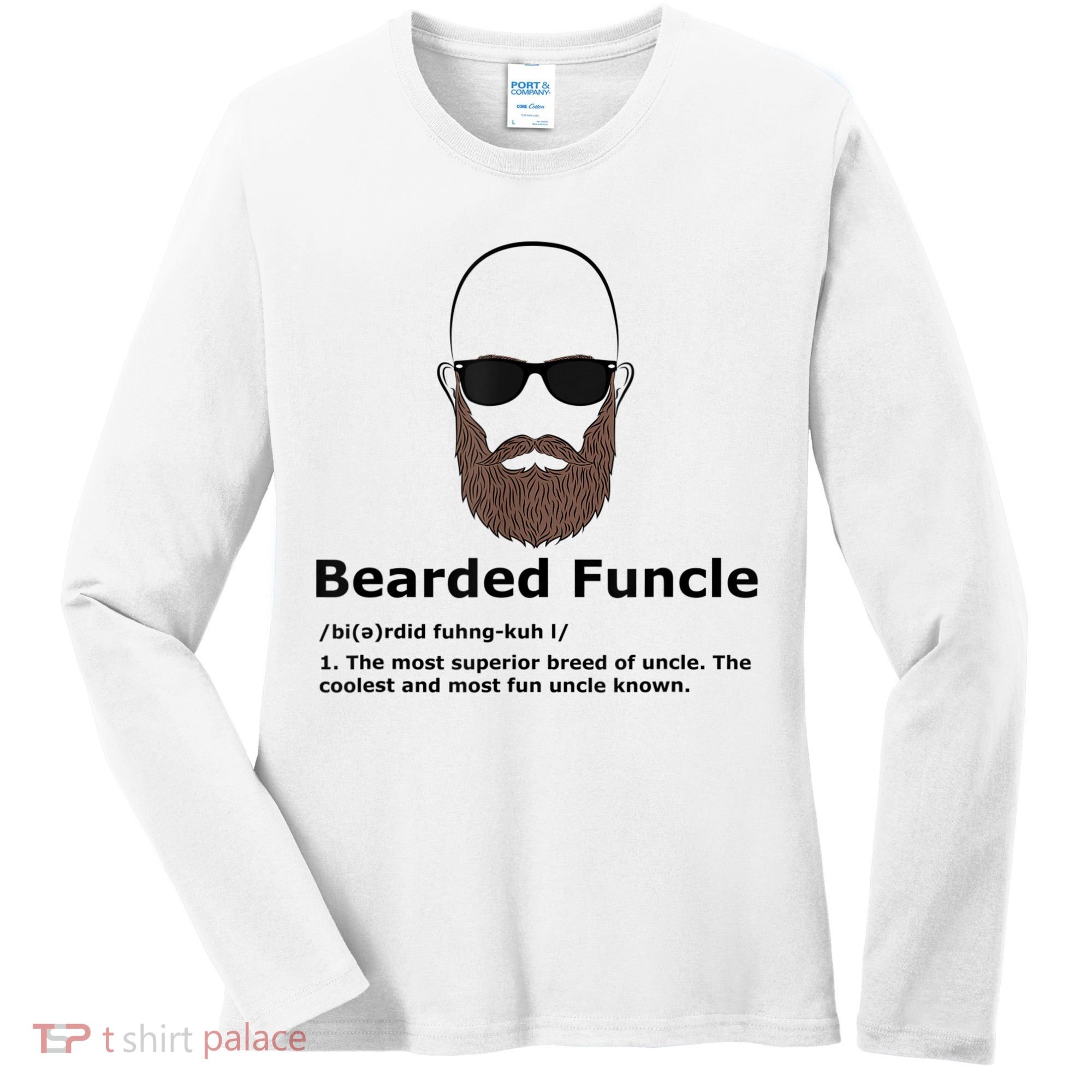 Mens Bearded Funcle Funny Bald Uncle Definition Women's Long Sleeve Shirt