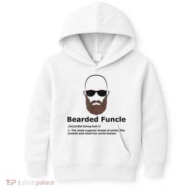 Mens Bearded Funcle Funny Bald Uncle Definition Kids Hoodie