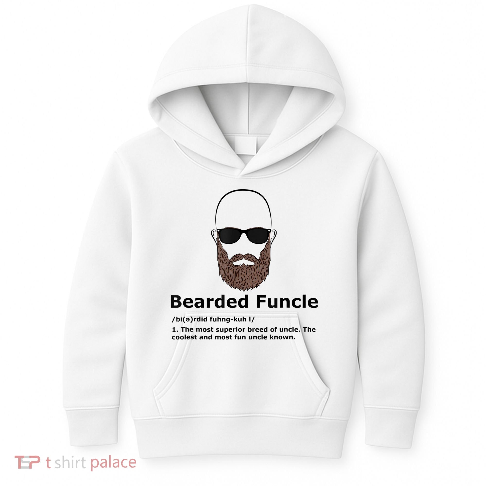 Mens Bearded Funcle Funny Bald Uncle Definition Kids Hoodie