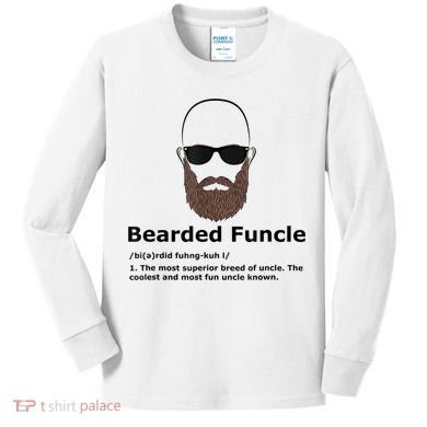 Mens Bearded Funcle Funny Bald Uncle Definition Kids Long Sleeve Shirt