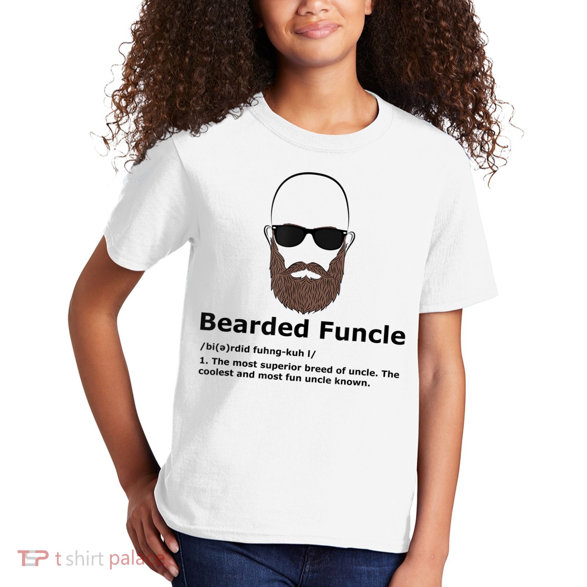 Mens Bearded Funcle Funny Bald Uncle Definition Kids T-Shirt