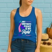 My Brother's Fight Is My Fight Thyroid Cancer Awareness Cute Gift Women's Tank Top thumb 2
