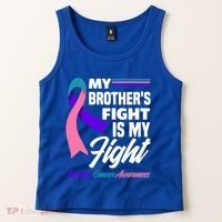 My Brother's Fight Is My Fight Thyroid Cancer Awareness Cute Gift Tank Top thumb 2