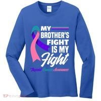 My Brother's Fight Is My Fight Thyroid Cancer Awareness Cute Gift Women's Long Sleeve Shirt thumb 0