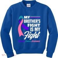 My Brother's Fight Is My Fight Thyroid Cancer Awareness Cute Gift Kids Sweatshirt thumb 0