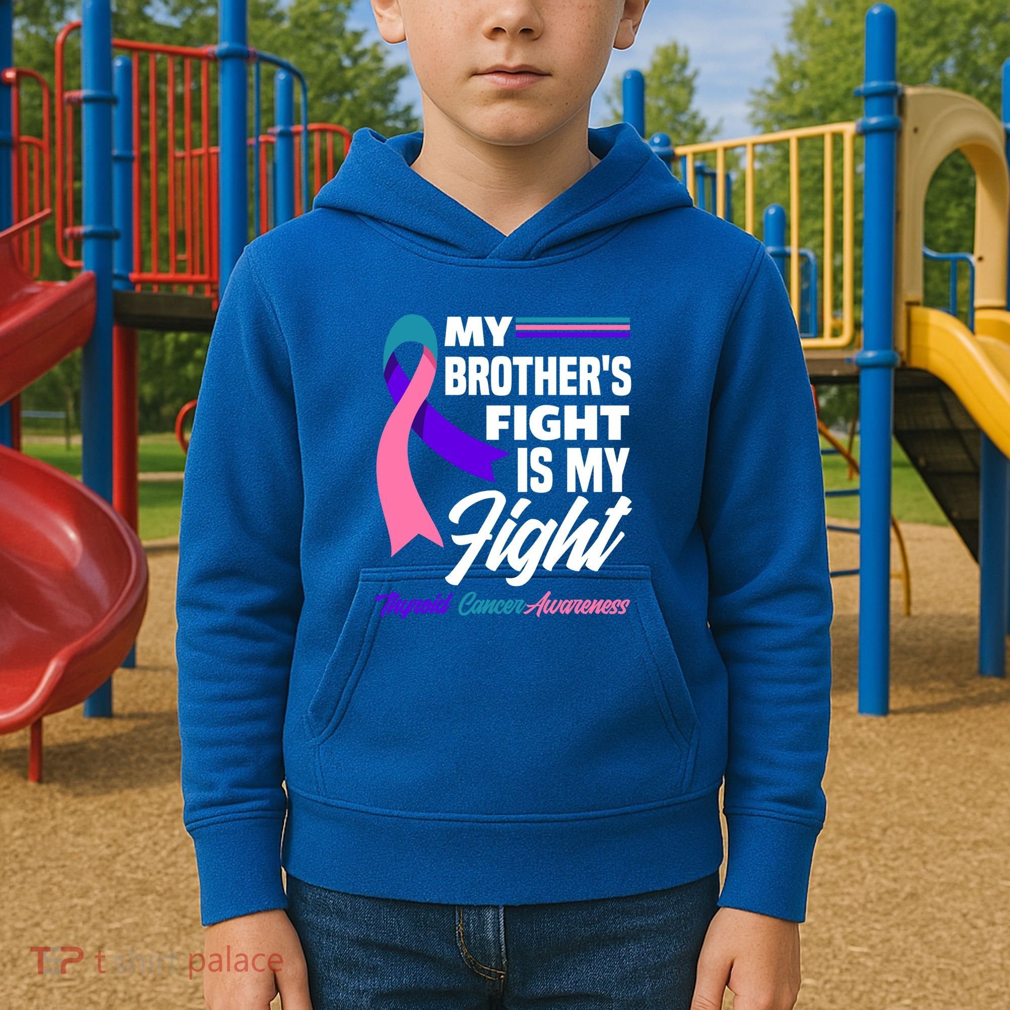 My Brother's Fight Is My Fight Thyroid Cancer Awareness Cute Gift Kids Hoodie