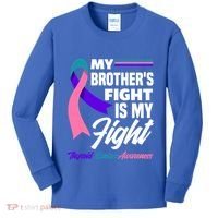 My Brother's Fight Is My Fight Thyroid Cancer Awareness Cute Gift Kids Long Sleeve Shirt thumb 0