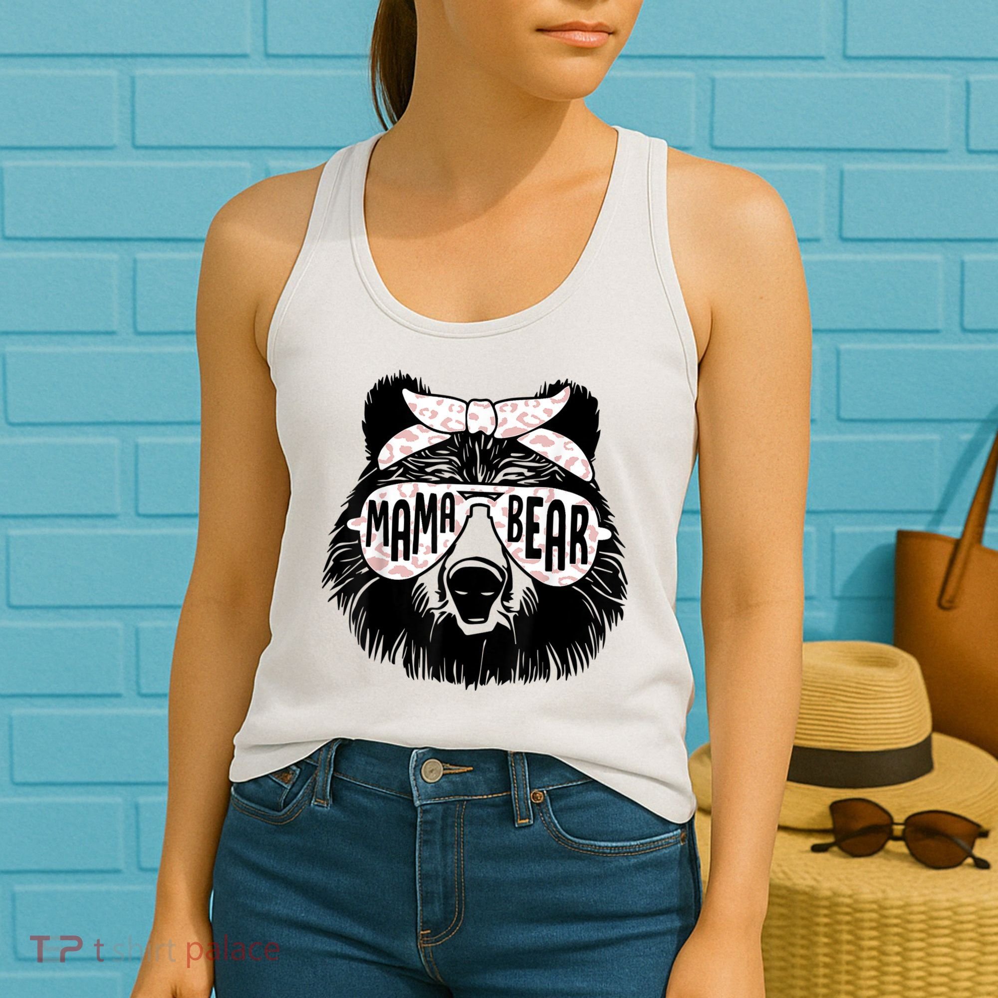 Mama Bear Face Sunglasses Mother Mom Mommy Mother's Day Women's Tank Top