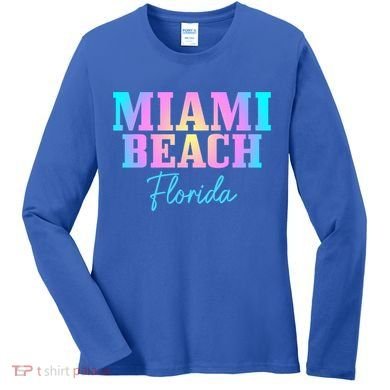 Miami Beach Florida Fl Vintage Tie Dye Retro Vacation Gift Women's Long Sleeve Shirt