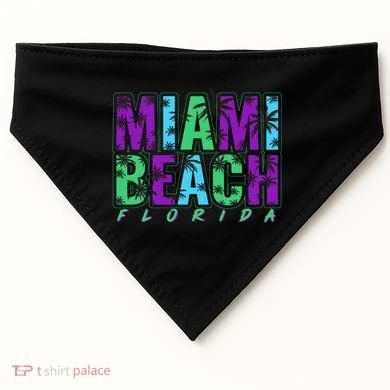 Miami Beach Floral Palm Trees USA-Made Doggie Bandana