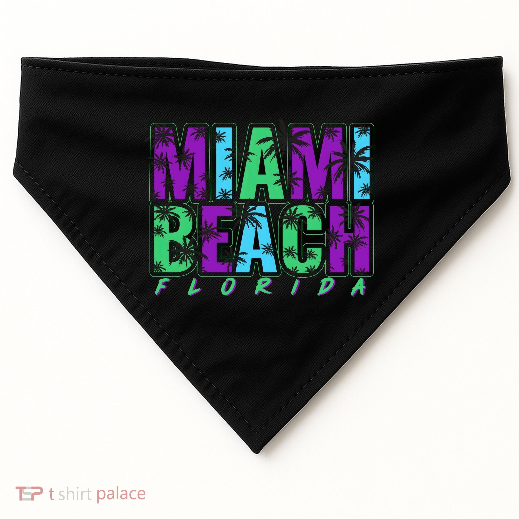 Miami Beach Floral Palm Trees USA-Made Doggie Bandana