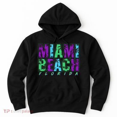 Miami Beach Floral Palm Trees Hoodie