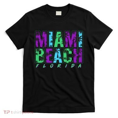 Miami Beach Floral Palm Trees T-Shirt