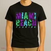 Miami Beach Floral Palm Trees T-Shirt thumb 3