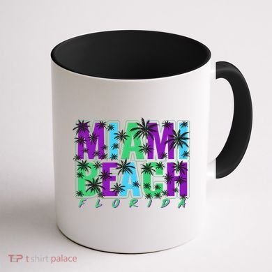 Miami Beach Floral Palm Trees Coffee Mug back