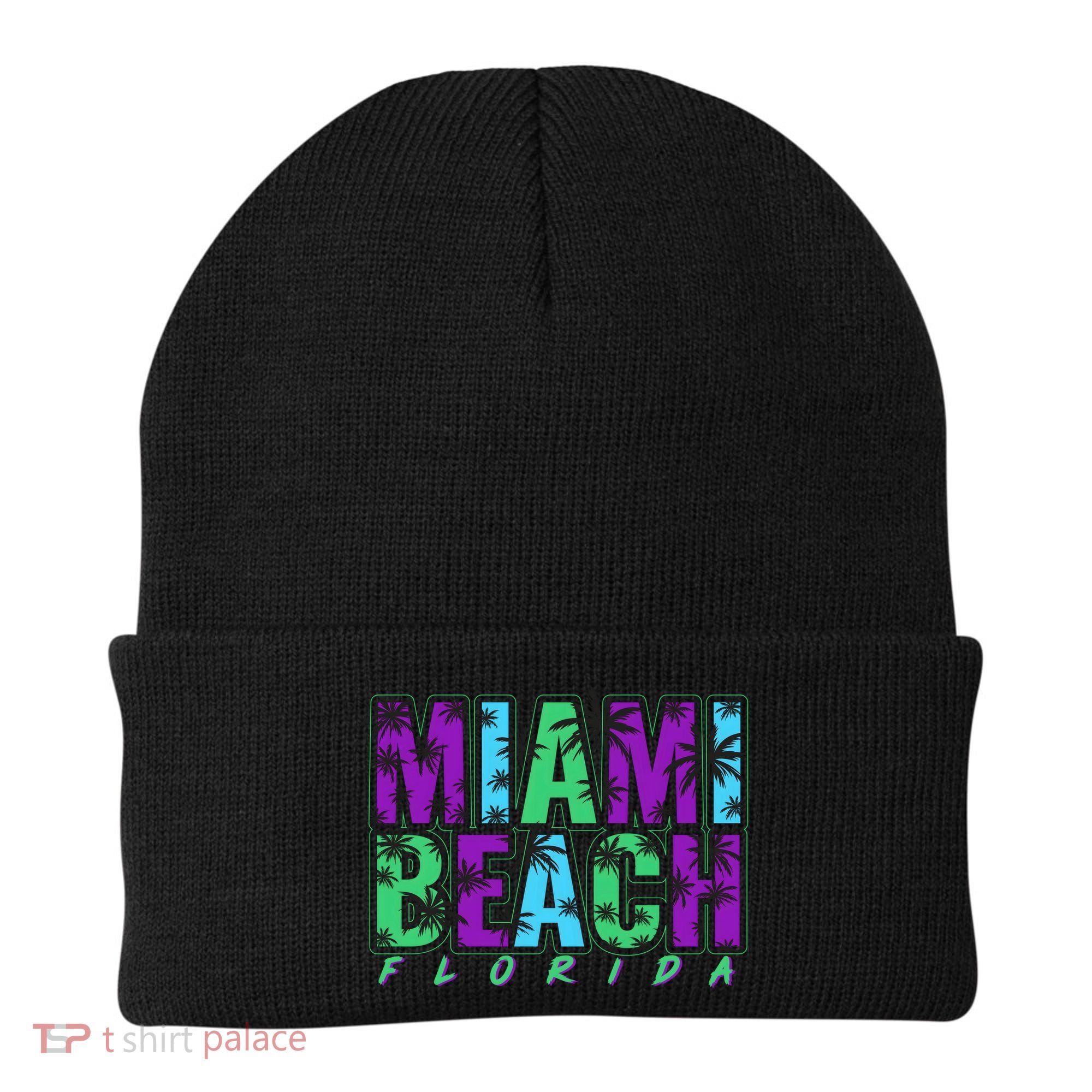 Miami Beach Floral Palm Trees Beanie