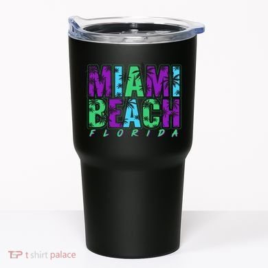 Miami Beach Floral Palm Trees Tumbler