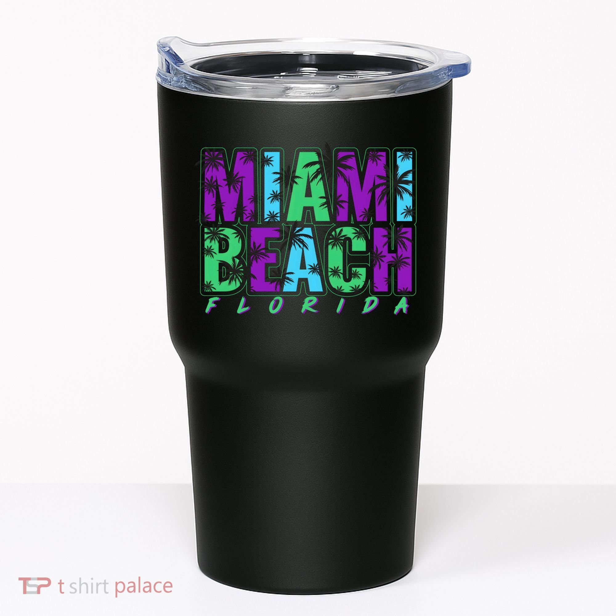 Miami Beach Floral Palm Trees Tumbler