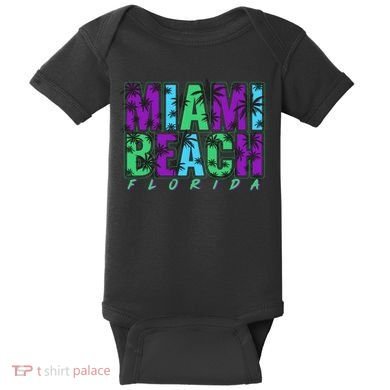 Miami Beach Floral Palm Trees Baby Bodysuit
