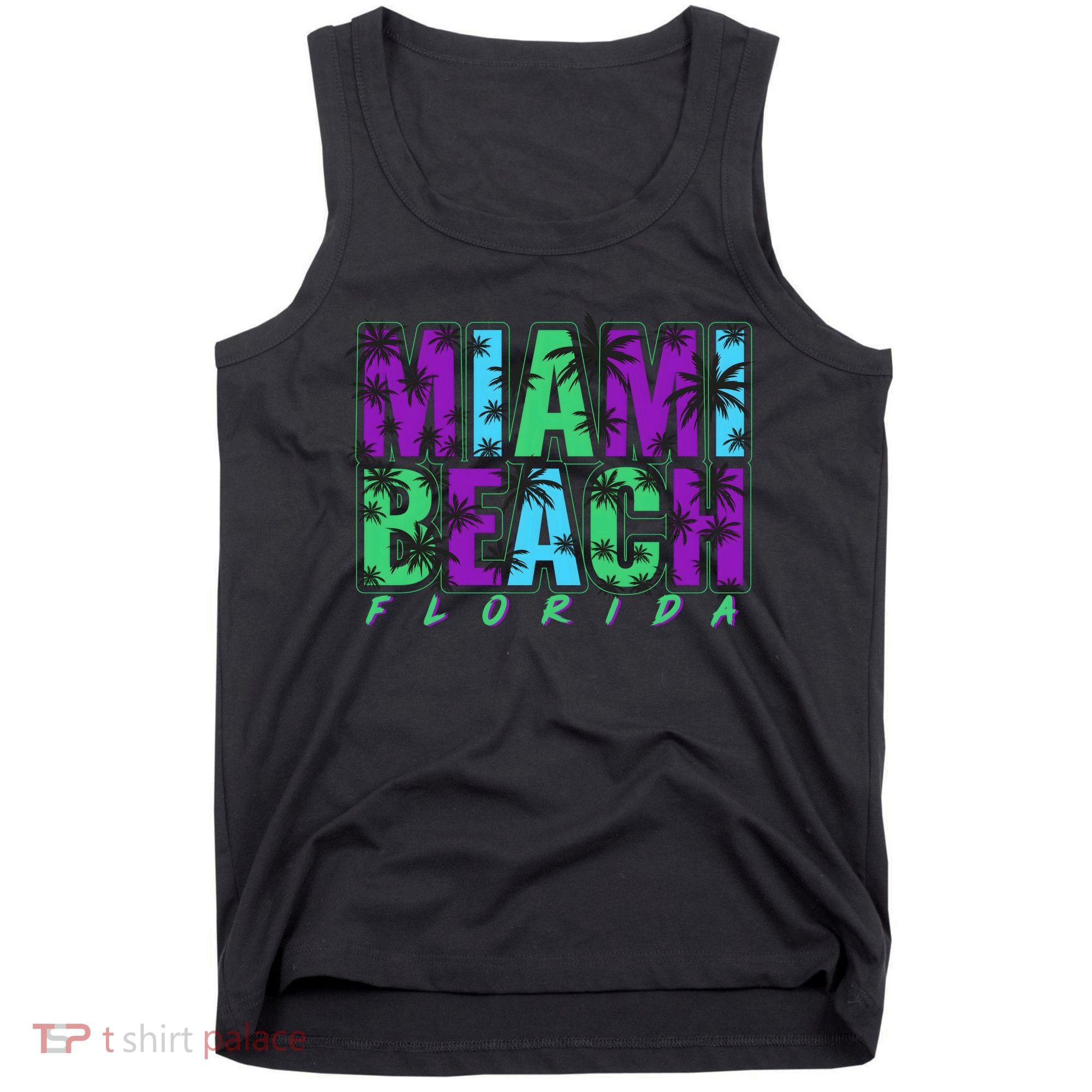 Miami Beach Floral Palm Trees Tank Top