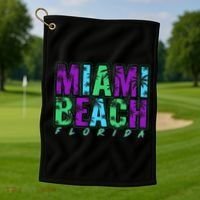 Miami Beach Floral Palm Trees Golf Towel thumb 1