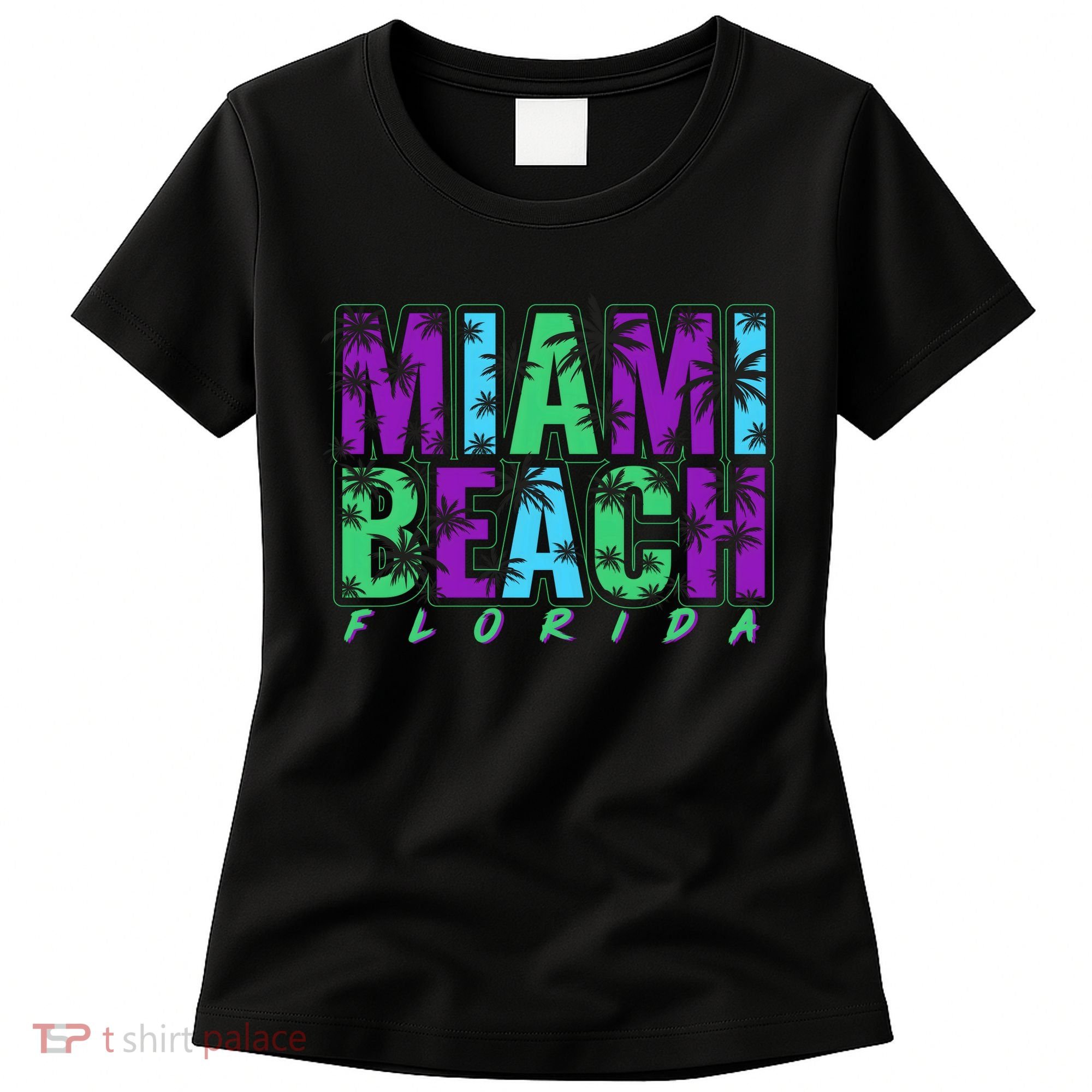 Miami Beach Floral Palm Trees Women's T-Shirt