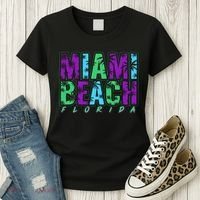 Miami Beach Floral Palm Trees Women's T-Shirt thumb 3